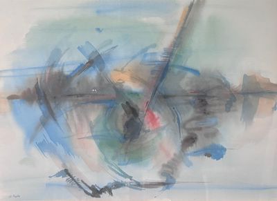 aquarelle abstraite représentant une horloge sur une feuille de papier