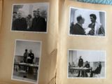 several old black and white photos of men sitting at a table