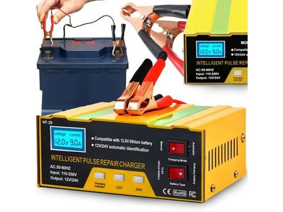 une image représentant un chargeur de batterie de voiture, avec une main tenant le chargeur
