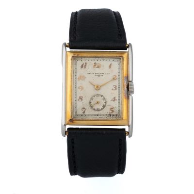 an image of a watch with a black leather strap