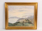 une image représentant un tableau d'un château au sommet d'une colline