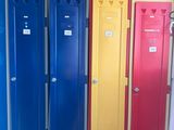 five lockers lined up in a row in a room