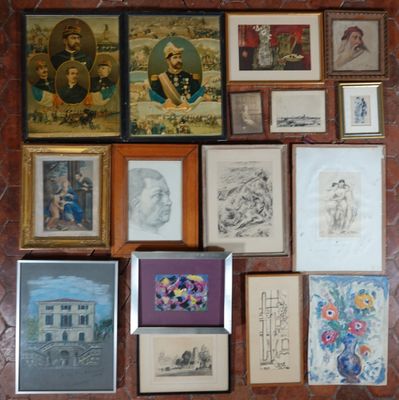 LOT de 10 pièces encadrées comprenant :