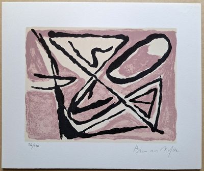 peinture abstraite rose et noire sur papier blanc