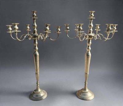 pair of silver plated candelabs