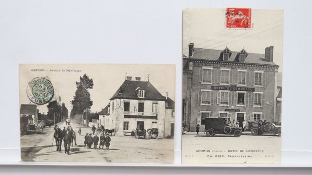 Gouzon : Lot de 2cpa : Avenue de Montluçon (Noir et blanc). TBE +...