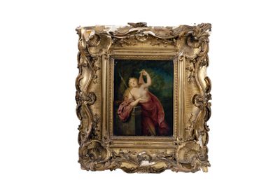 une image d'un tableau représentant une femme tenant un enfant dans ses bras