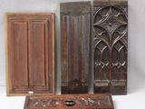 four different types of carved wood doors on a white background