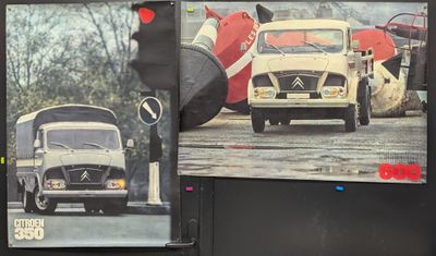 deux photos d'une voiture et d'un camion sur la même page
