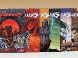 trois livres posés sur une table, avec une image de château en arrière-plan