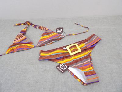 striped bikini set with belt and matching belt