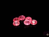 un gros plan sur une paire de diamants roses posés sur une surface noire