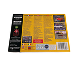 a back cover of a book with a picture of a race car on it