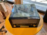 a radio sitting on top of a table in a living room