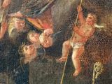 an image of a painting of angels and demons on a wall