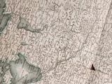 an old map of the united states of america with a red pin in the middle