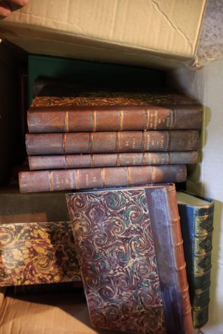 Lot de 4 cartons dont Molière  , Victor Hugo , Walter Scott  , CR...