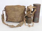 a brown bag and a pair of binoculars on a white background