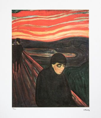 une image d'un tableau représentant une femme assise sur un banc