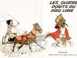 deux illustrations représentant un homme à cheval tirant une charrette