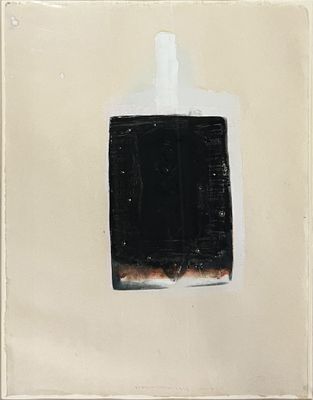 une image représentant une peinture d'une bouteille contenant un liquide sur fond blanc