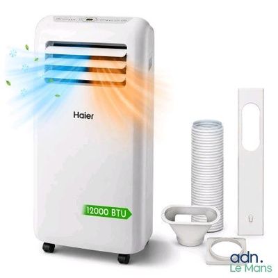 une image représentant un climatiseur portable équipé d'un ventilateur et d'une télécommande