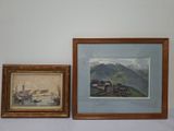 deux tableaux encadrés sur le mur d'une pièce