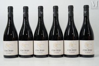 six bouteilles de vin sont alignées sur une surface blanche