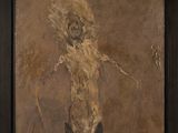 une peinture à l'huile représentant une tête de cheval, dans un cadre marron