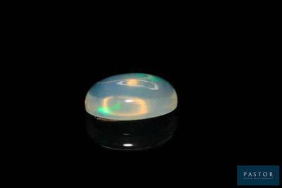 an image of a white oplite on a black background