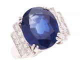 Bague ovale en saphir et diamant
