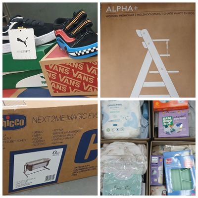 many different pictures of a box of shoes and a pair of shoes