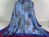 blue and red silk scarf with paisley design
