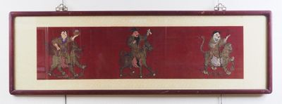 Bandeau (en trois panneaux) en satin de soie et lin brodé re…