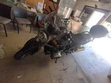 a motorcycle that is parked inside of a building