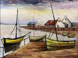 three boats that are sitting in the water