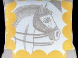 yellow and grey horse pillow