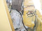 a painting of a man with a hat and a yellow jacket