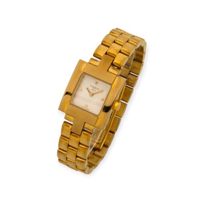 TISSOT Montre bracelet de dame en acier doré, boîtier de for…