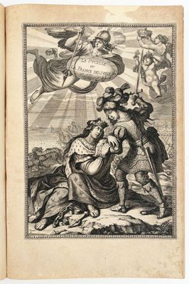 an old book with a picture of a man and woman on it