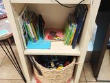 a book shelf with a bunch of books on it