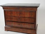 an image of a wooden chest of drawers with a marble top
