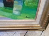 an image of a painting of a house with a tree in the background