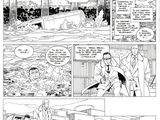 une page de bande dessinée comportant une illustration en noir et blanc représentant un homme en costume-cravate