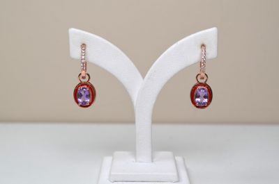Boucles d'oreilles en améthyste taille rose avec améthyste taille rose et améthyste taille rose
