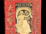an old book with gold foil on the cover of it