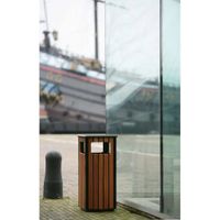 Poubelle d'extérieur carrée 36 L imitation bois, 4 ouverture…