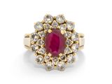 Bague ovale en rubis et diamants