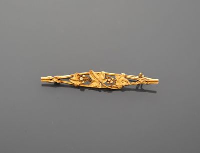 Broche barette en or jaune 18K 750 millièmes époque Art Nouv…