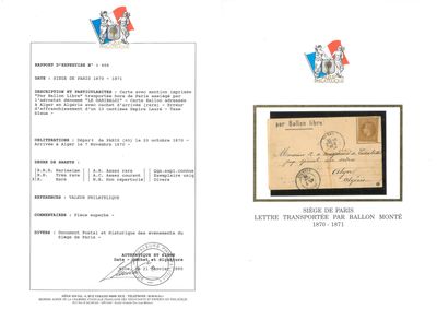 Ballon Monté - LE GARIBALDI. 10c. Lauré obl. étoile s/carte frappée du